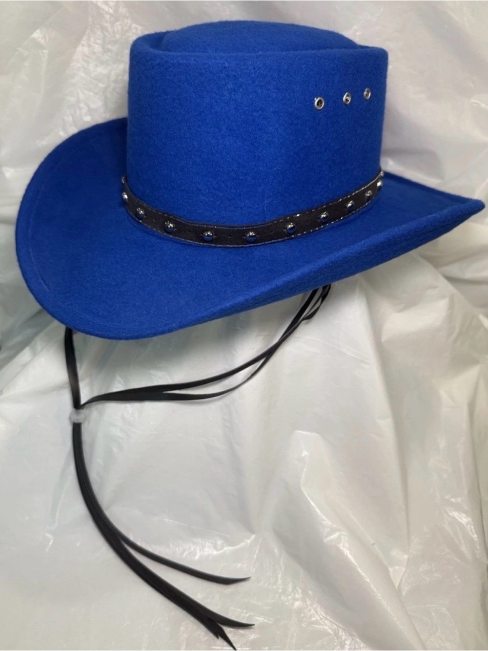 Western Express Size 7 Royal Blue Felt Cowboy Cowgirl Hat VTG 90 Costume Buffalo